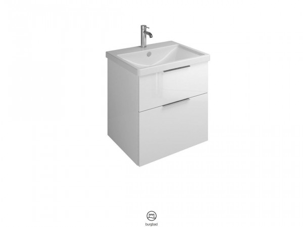 Set Meuble Salle De Bain Burgbad Eqio Lavabo 1 trou, Meuble 2 tiroirs 630x645mm Personnalisable SEYQ063-PN258