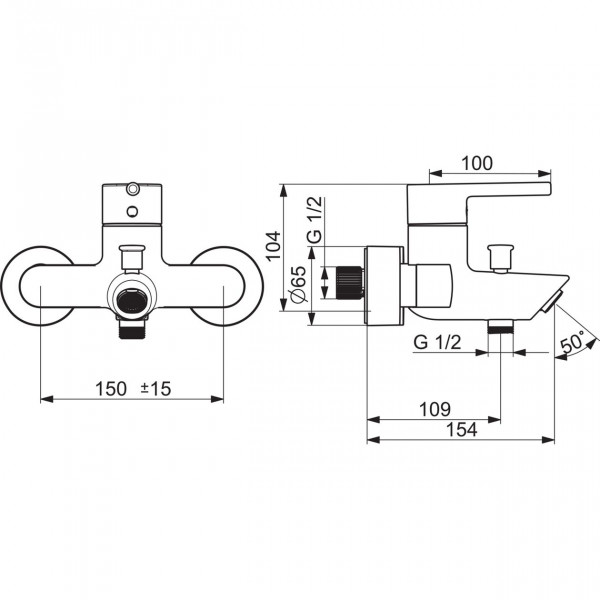 Thermostatische Mengkraan Bad Douche Hansa VANTIS 154mm Chroom