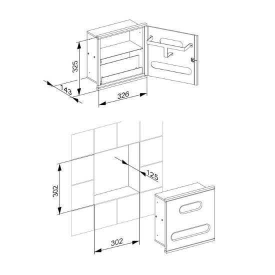 Keuco Paper Dispenser Plan Integraal 326x325x143mm