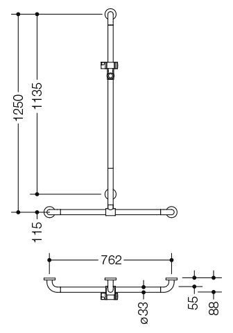 Hewi Badgreep Serie 801 met douchestang Active + Signaalwit 801.35D450 98