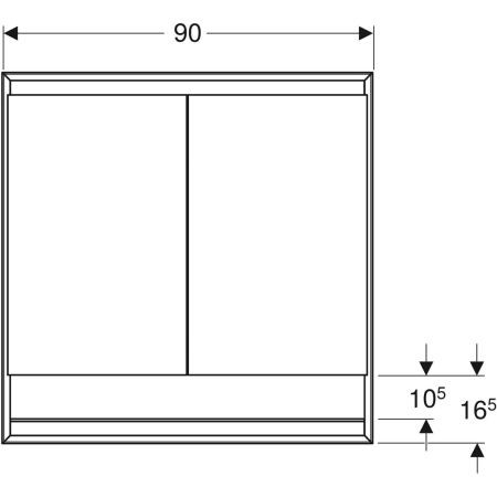 Badkamerkasten Geberit ONE Ingebouwd, 2 deuren, met nis 900x900mm Aluminium