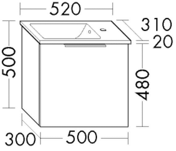 Set Meuble Salle De Bain Burgbad Eqio Lave-mains, Meuble 1 tiroir 520x500mm Personnalisable SGZJ052-PN258