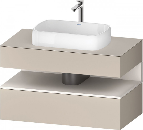 Meuble Pour Vasque à Poser Duravit Qatego avec niche 1000mm Blanc Super Mat/Taupe Super Mat QA4731084830000