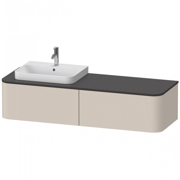 Meuble Pour Vasque à Poser Duravit Happy D.2 Plus 2 tiroirs, vasque gauche 1600mm Taupe Super Mat HP4944L8383