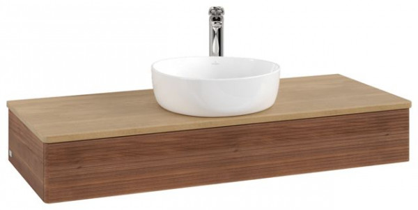 Wastafelmeubel Voor Opzet Waskom Villeroy en Boch Antao 1 lade 1200x190x500mm Warm Walnut/Honey Oak