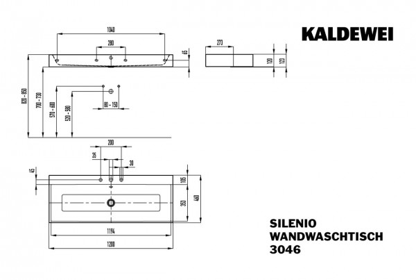 Kaldewei Dubbele wastafel hangend zonder overloop Silenio (904506303)