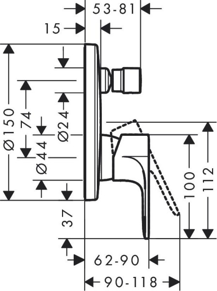 Wandgemonteerde Bad Douche Mengkraan Hansgrohe Rebris E Met veiligheidsvoorziening 175x90mm Chroom