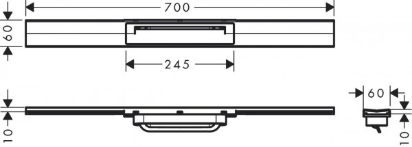 Douchegoot Hansgrohe RainDrain Flex 700mm snijdbaar Geborsteld Zwart Chroom