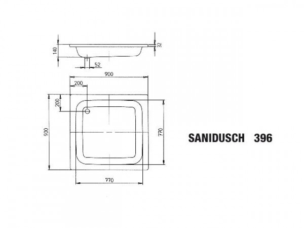 Kaldewei Douchebak Vierkant Mod.396 Sanidusch (331100010)