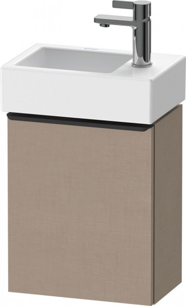 Meuble Lave-Mains Duravit D-Neo porte gauche, poignée noir diamant 364mm Lin Mat DE4218LBD750000