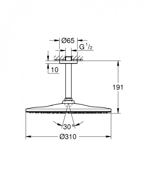 Grohe Plafond Douche Rainshower 310 Mono 1 straal met douchearm Chroom