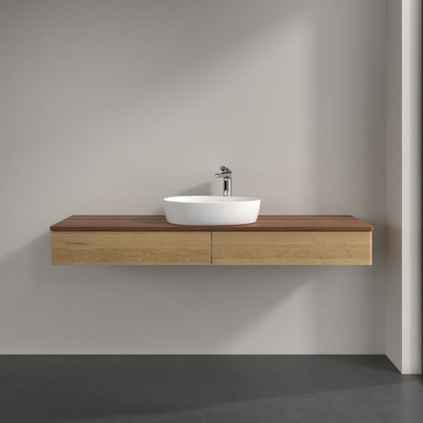 Wastafelmeubel Voor Opzet Waskom Villeroy en Boch Antao 1600x190x500mm Honey Oak/Warm Walnut