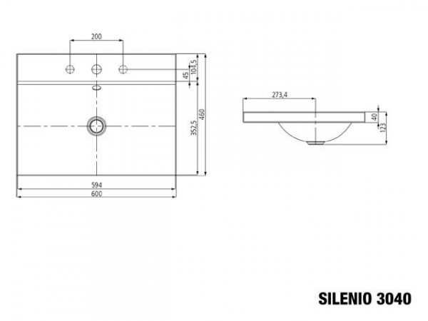 Countertop wastafel Kaldewei , model 3040 met overloop Silenio (903906003)