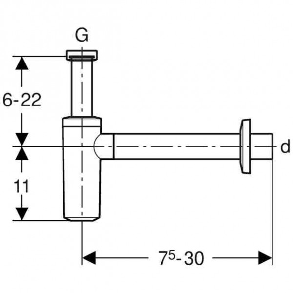 Geberit Buis Dompelbuisafsluiter voor wastafel, d32 G1 1/4