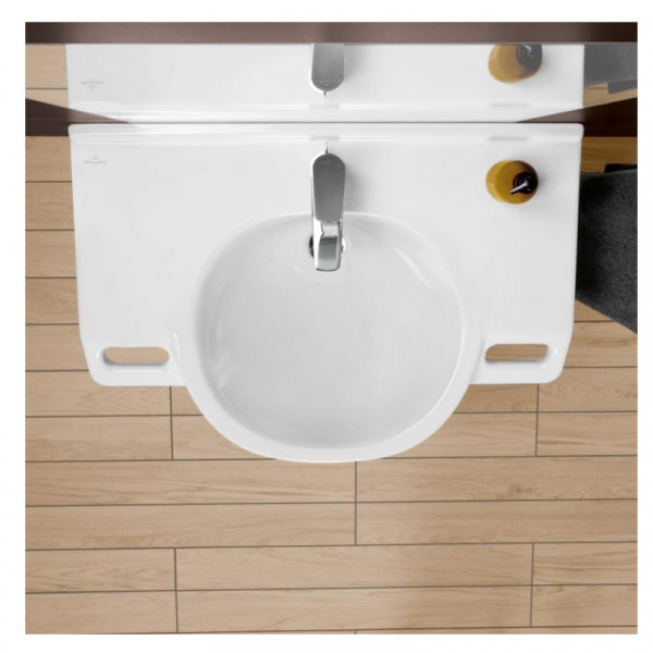 Villeroy & Boch Vicare wastafel 81x56x18.5cm Ovaal 1 kraangat met overloopgat Wit Alpin glans Ceramic 412080T2