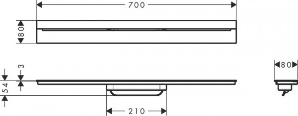 Douchegoot Axor Drain Wandmontage 700mm Gepolijst Zwart Chroom