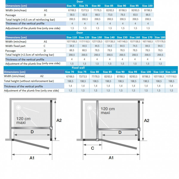 Kinedo Zijwand SMART DESIGN vaste hoek F zonder drempel 2000x6mm