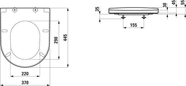 Softclose WC Bril Laufen PRO 370x445mm Wit