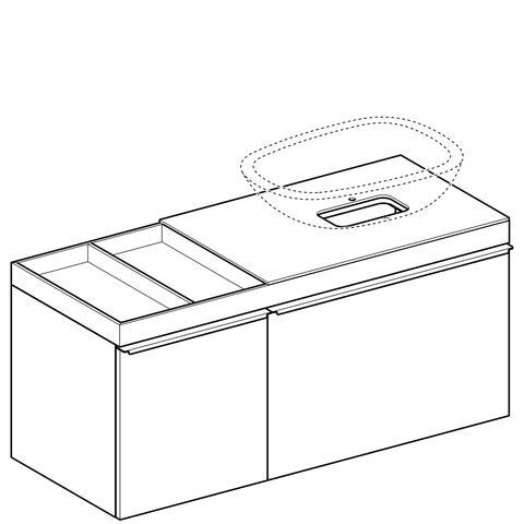 Geberit Citterio onderbouwkast met glasplaat met 2 laden 118.4x54.3x50.4cm met opbergruimte links voor wastafel met afleg links grijs/zwart 500.565.jj.1