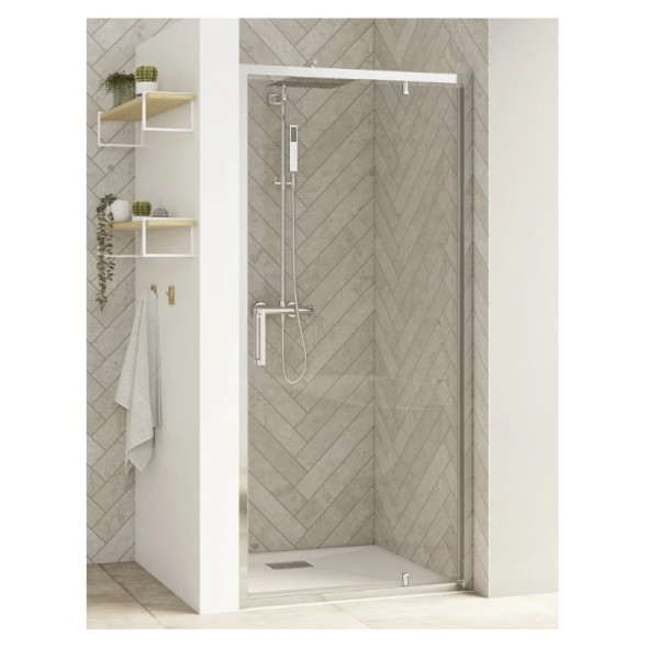Kinedo Porte de douche pivotante  SMART DESIGN 1 porte, avec seuil, niche, angle, contre un mur, P 1100mm Verre Transparent