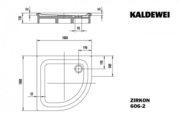 Kaldewei Kwartronde Douchebak Mod.606-2 Zirkon (457135000)
