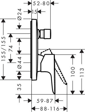 Hansgrohe Talis E afbouwdeel v. inbouw badkraan met omstel m. zekerheidscombinatie mat zwart 71474670