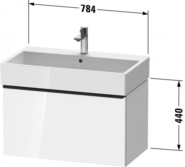 Meuble Pour Lavabo Encastrable Duravit D-Neo tiroir poignée inox pour Lav. Vero Air 784mm Blanc brillant DE4273070220000