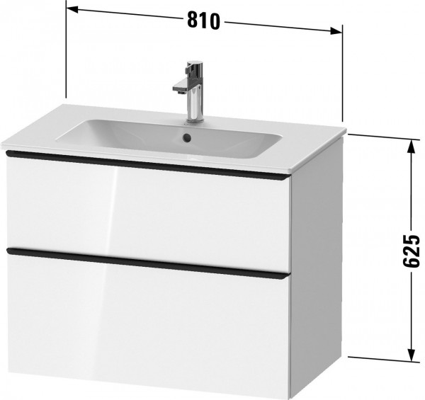 Meuble Pour Lavabo Encastrable Duravit D-Neo 2 tiroirs, poignées doré pour Lav. ME 810mm Noyer naturel DE4362034790000