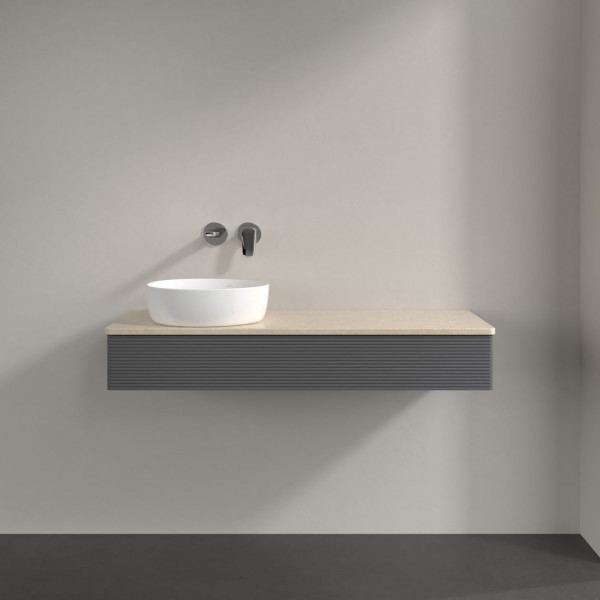 Wastafelmeubel Voor Opzet Waskom Villeroy en Boch Antao 1200x190x500mm Anthracite Matt Laquered/B...