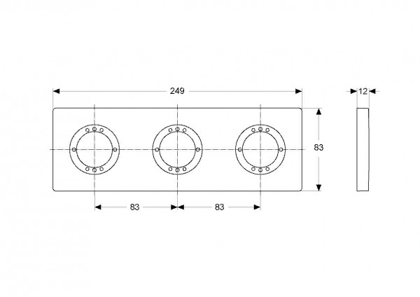 Ideal Standard Archimodule 3-gats rozet 83x249mm A1506AA