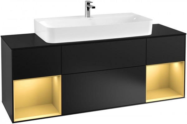 Villeroy et Boch Finion Meuble sous lavabo 1600 x 603 x 501 mm (G212G) Black Matt Lacquer | Gold Matt Lacquer