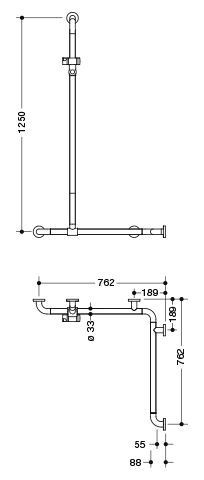 Hewi Badgreep Serie 801 met douchestang 801.35.99340