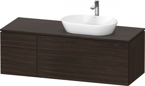 Meuble Pour Vasque à Poser Duravit L-Cube 4 tiroirs asymétriques, vasque droite 1420mm Noyer brossé LC4875069690000