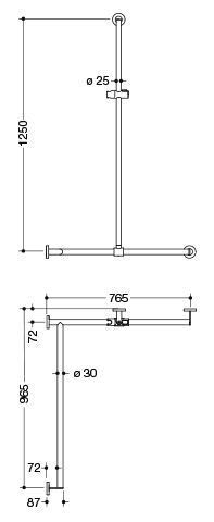 Hewi Badgreep System 900 met douchestang Glanzend Chroom 900.35.33740