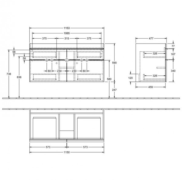 Villeroy en Boch Venticello Onderkast 1253x590mm (A93001)