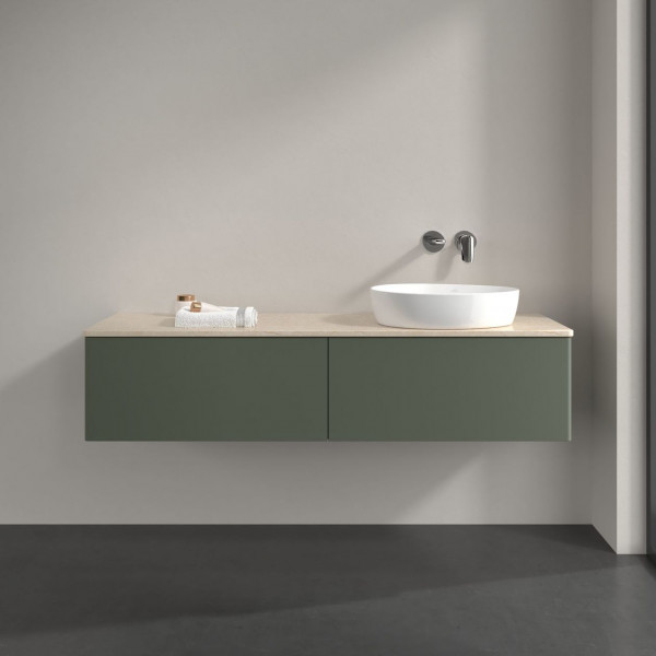 Wastafelmeubel Voor Opzet Waskom Villeroy en Boch Antao 1600x360x500mm Leaf Green Matt Lacquer/Bo...