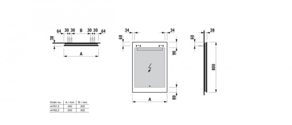 Badkamerspiegel Met Verlichting Laufen LEELO touchscreen 550x800mm Zilver geanodiseerd/reflecterend