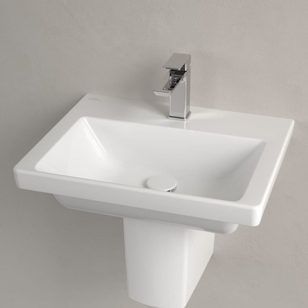 Villeroy & Boch Subway 3.0 wastafel 55x44x16.5cm Rechthoek 1 kraangat zonder overloopgat Wit Alpin glans Ceramic 4A705601