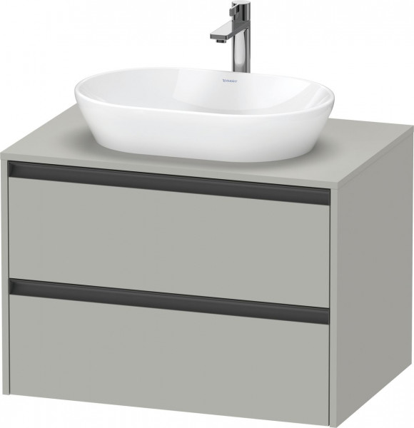 Meuble Pour Vasque à Poser Duravit Ketho.2 2 tiroirs, poignées anthracite 800x568mm Gris béton mat K24895007070000