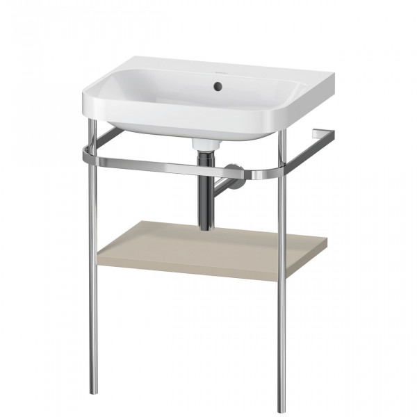 Set Meuble Salle De Bain Duravit Happy D.2 Plus Lavabo, Console métallique 1 tablette 575mm Taupe satiné HP4835N6060