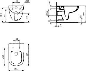 Ideal Standard Hangend Toilet Eurovit Plus  Alpenwit T0415