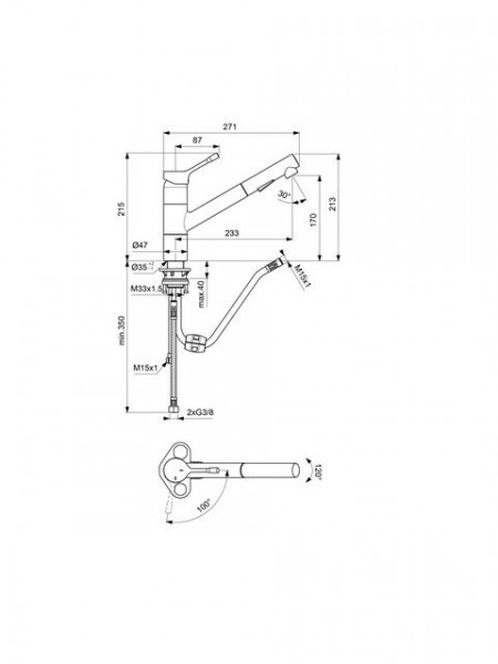 Ideal Standard Keukenkraan Met Handdouche CERALOOK Afneembare eenhendel 1 Gat 215mm