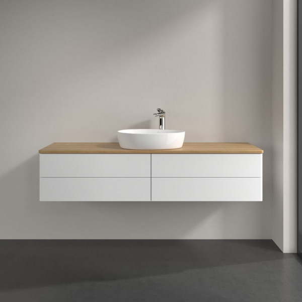 Wastafelmeubel Voor Opzet Waskom Villeroy en Boch Antao 1600x360x500mm White Matt Laquered/Honey Oak