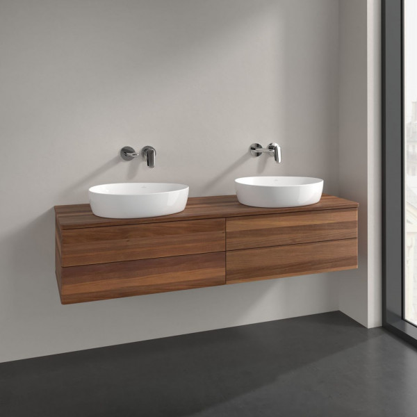 Meuble Double Vasque Villeroy et Boch Antao 4 tiroirs 1600x360x500mm Warm Walnut