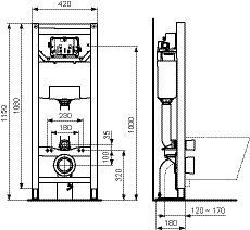 Ideal Standard Prosys vrijstaand inbouwspoelreservoir 120m voor wandcloset mechanisch