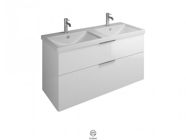 Set Meuble Salle De Bain Burgbad Eqio Double Lavabo, Meuble 2 tiroirs 1230x645mm Personnalisable SEYS123-PN258