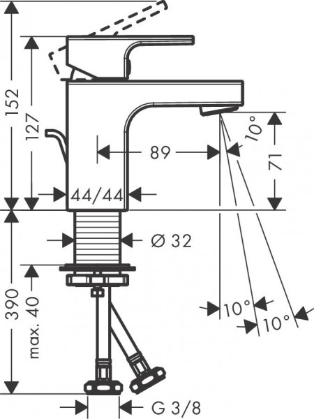 Hansgrohe Vernis wastafelkraan 89 met waste mat zwart 71560670