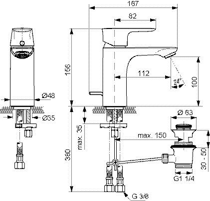 Ideal Standard Eéngreeps wastafelmengkraan Connect Air Chroom A7021AA