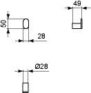 Ideal Standard Handdoekenrek Hangend CONCA Rond haak 28x49x50mm Magnetisch Grijs