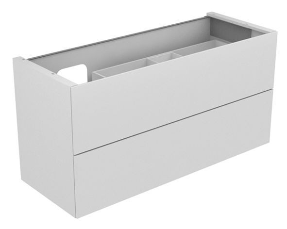 Meuble Pour Lavabo Encastrable Keuco Edition 11 2 tiroirs, Avec lumière, Lavabo à gauche 1400x700x535mm Anthracite structuré